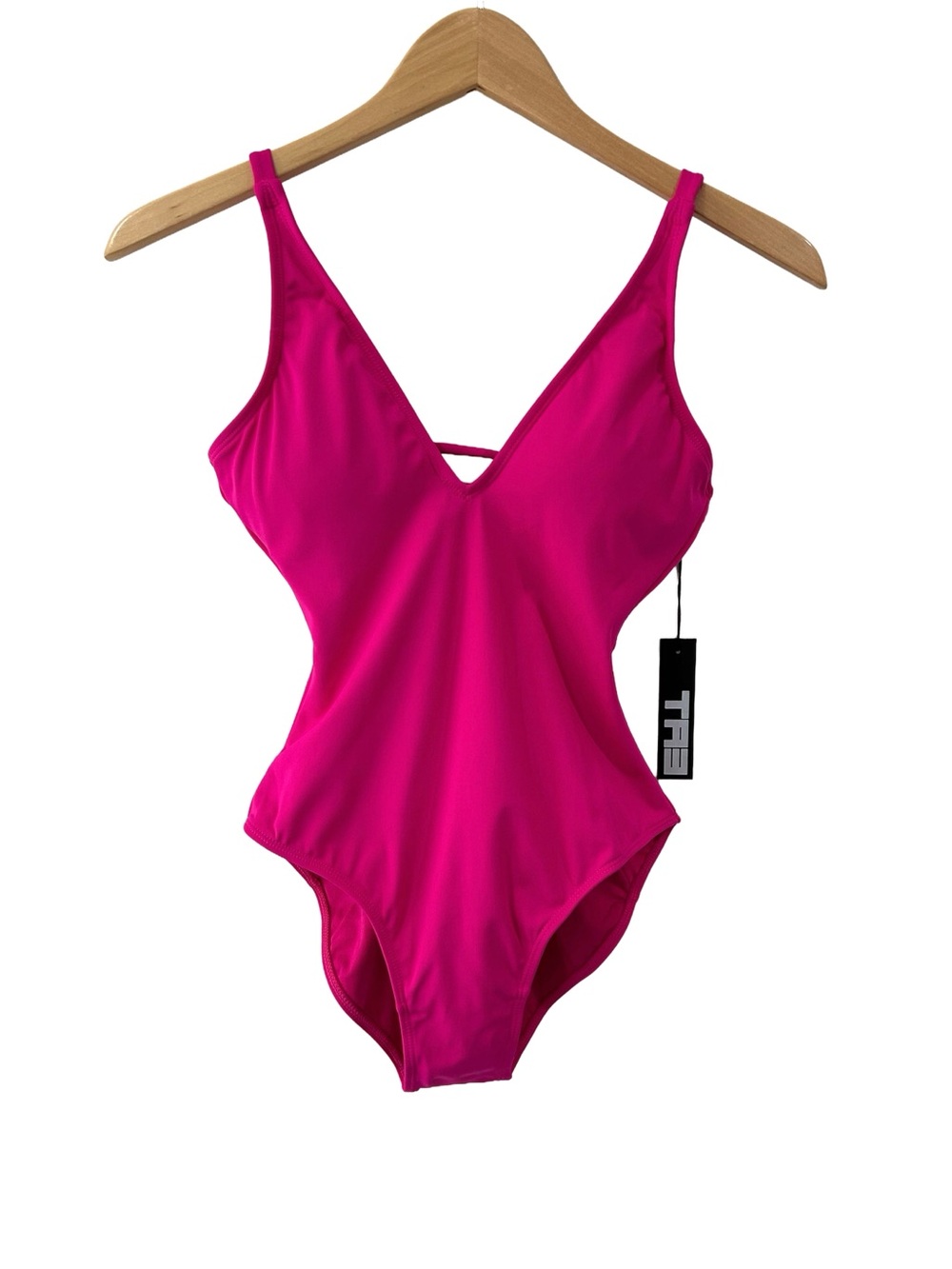 TA3 Plungey One Piece Swimsuit XS short pink Corset Back shaping snatched NWT